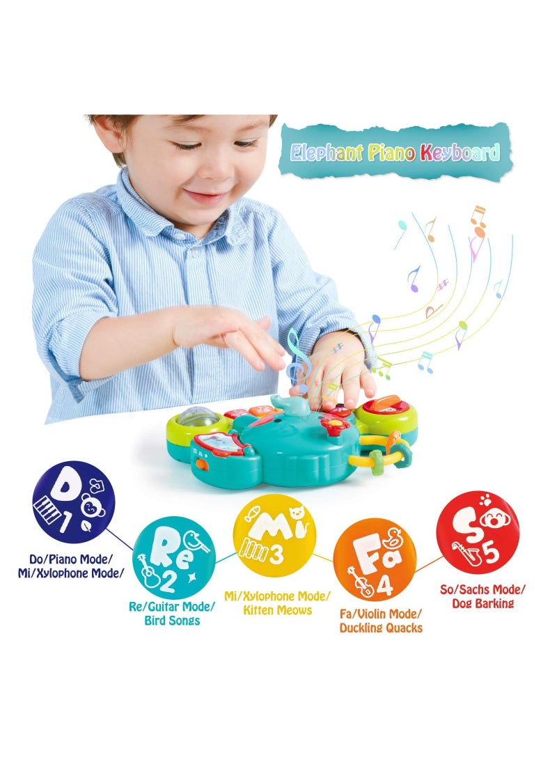 Baby Piano Toys for 1 Year Old Boy Girl Light Up Baby Toys 6 to 12 Months Musical Learning Toys for Infant Baby Toddler 6 9 12 18 24 Months Elephant Piano Keyboard Toys Gifts for 1 2 Year Old - Image 4