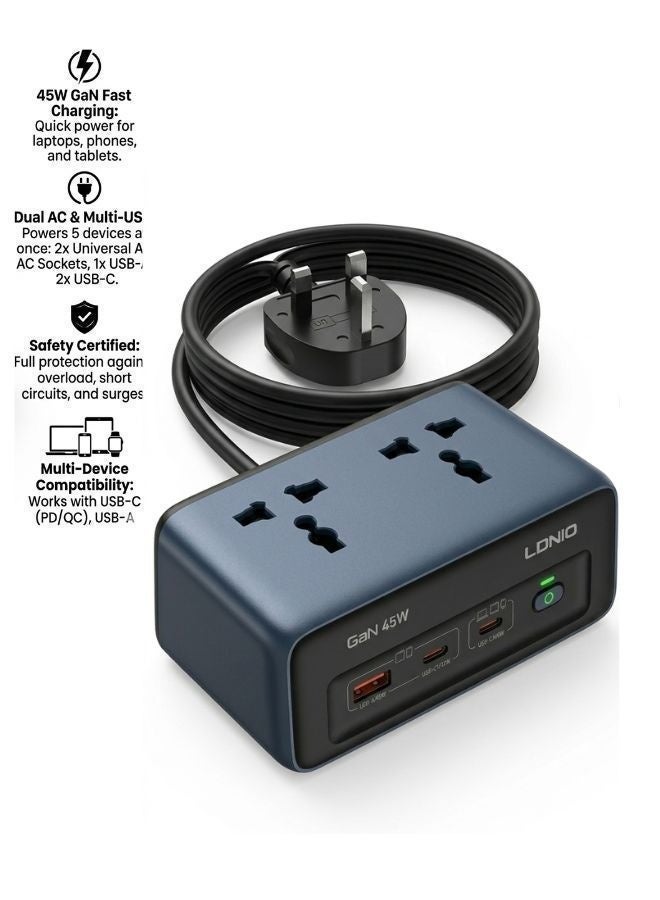 لدنيو مشترك كهرباء مكتبي 45 واط شحن سريع آمن للمنزل والمكتب والمطبخ - Image 1