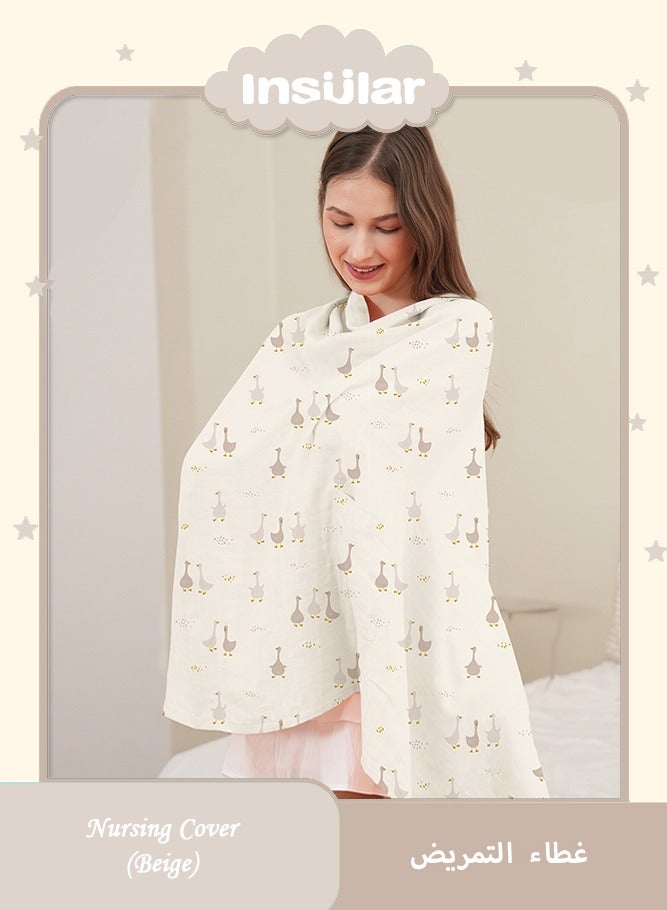 insular Cotton Nursing Cover for Breastfeeding, 360° Coverage, Breathable and Portable, Duck Pattern, Privacy Breast Feeding Cover for Baby 120*85cm - Image 1
