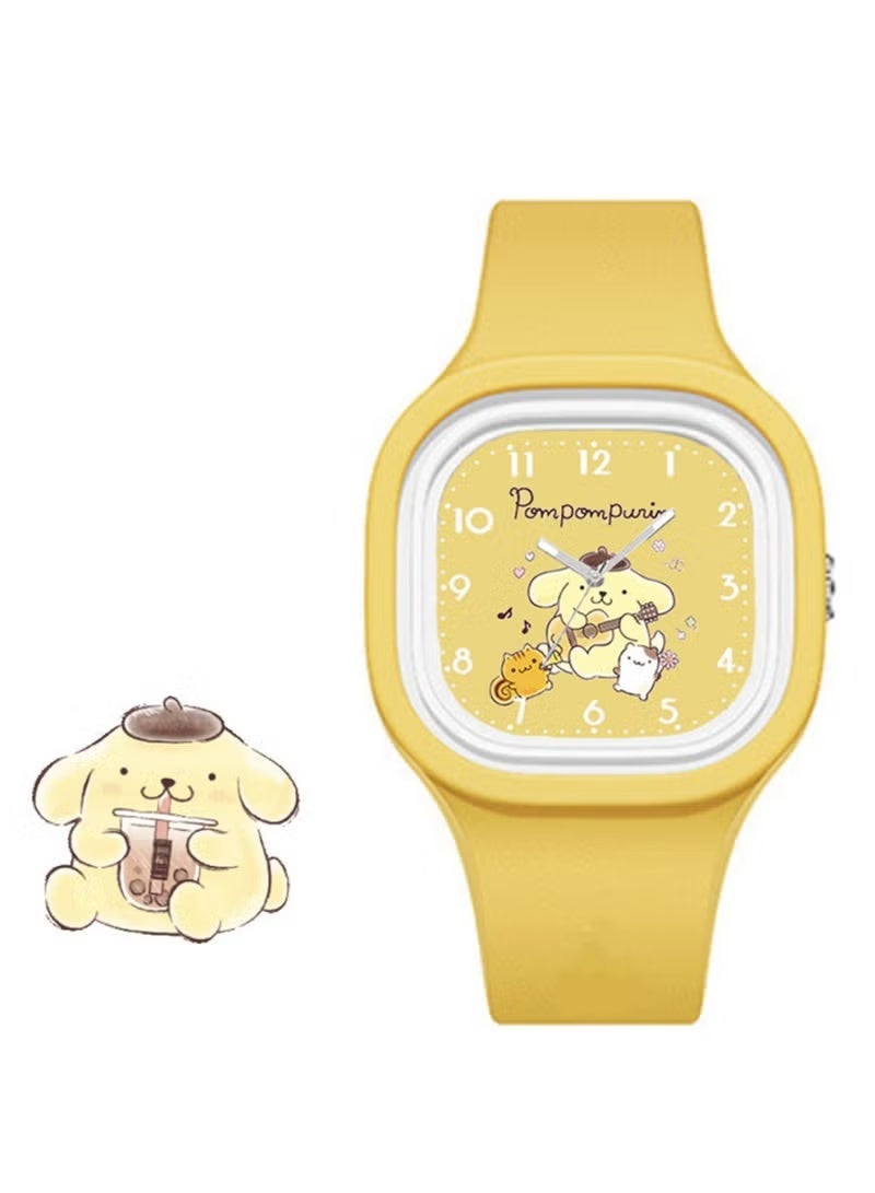 4 PCS Cartoon Children Watch,Square Cartoon Sanrio Pattern Children's Watch Silicone Strap Suitable for Kids of All Ages Gift Watches - Image 3