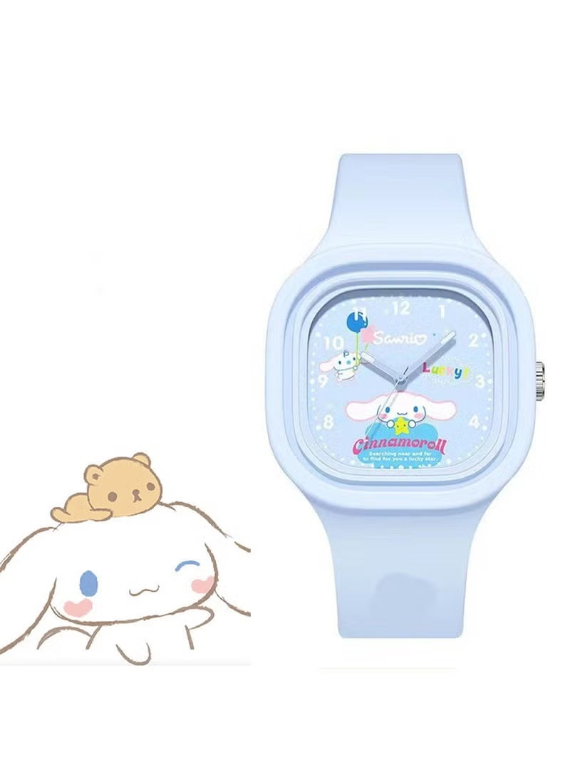 4 PCS Cartoon Children Watch,Square Cartoon Sanrio Pattern Children's Watch Silicone Strap Suitable for Kids of All Ages Gift Watches - Image 4