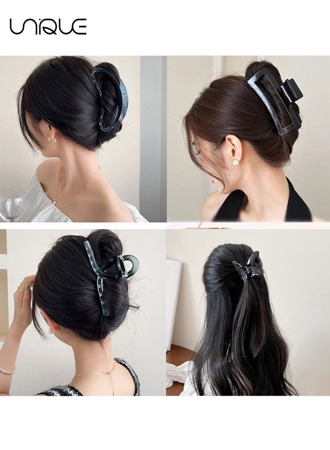 Unique 4PCS Hair Clips, Gradient Black Hair Clips, Large Shark Hair Clips, Butterfly Hair Clips, Large Oval Hair Clips, Suitable for Curly/Thick Hair - Image 5