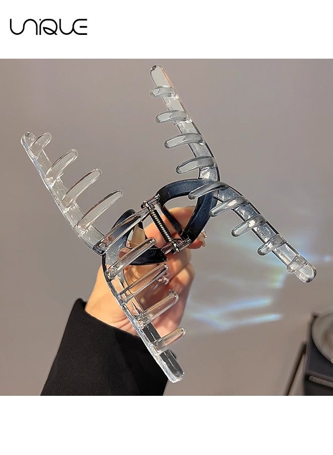 Unique 4PCS Hair Clips, Gradient Black Hair Clips, Large Shark Hair Clips, Butterfly Hair Clips, Large Oval Hair Clips, Suitable for Curly/Thick Hair - Image 2