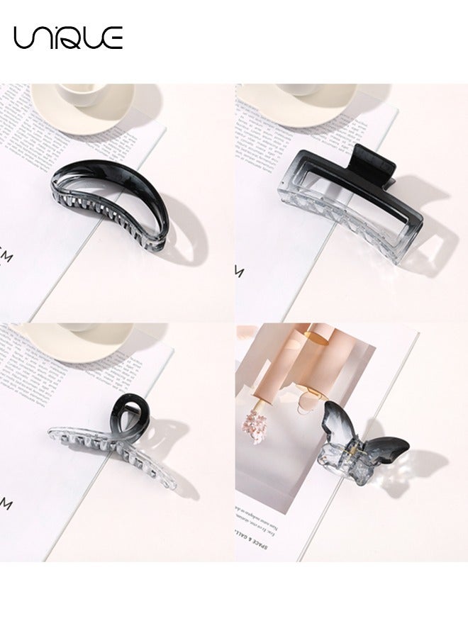 Unique 4PCS Hair Clips, Gradient Black Hair Clips, Large Shark Hair Clips, Butterfly Hair Clips, Large Oval Hair Clips, Suitable for Curly/Thick Hair - Image 4
