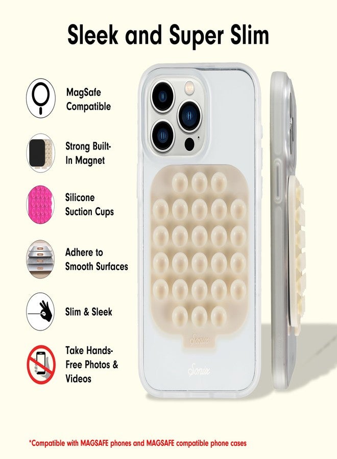 Sonix | Magnetic Silicone Suction Cup Phone Mount for iPhone | Compatible with MagSafe | Off White, Beige | Linen - Image 3