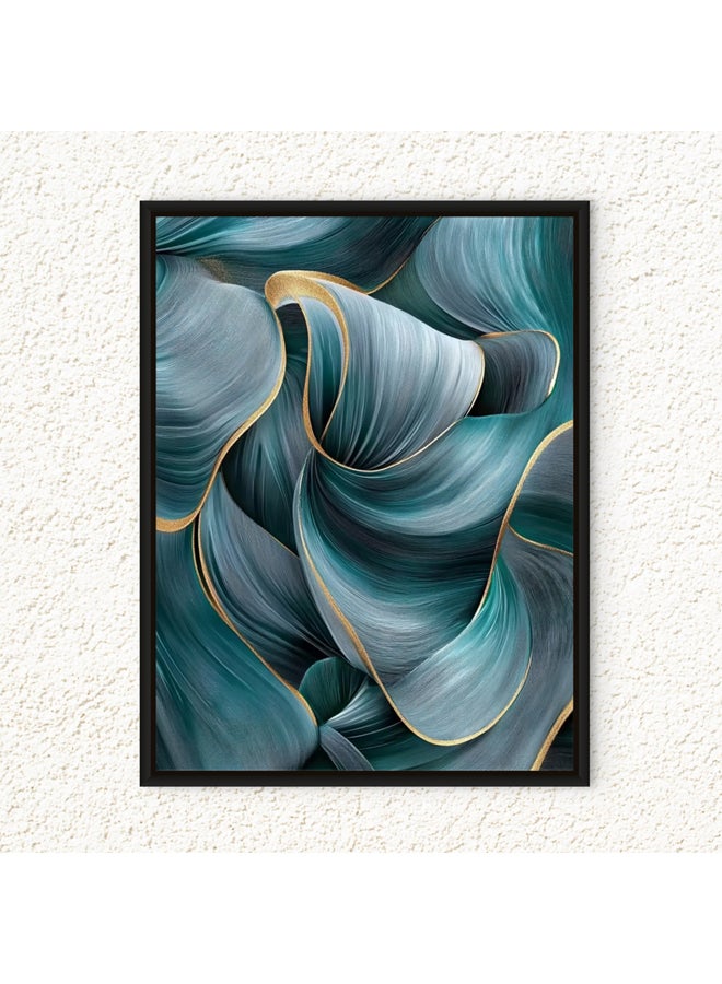 آرت دیکور  لوحة فنية جدارية مؤطرة من القماش بخطوط زرقاء تجريدية، عمل فني تجريدي حديث، فن خطي معاصر، طباعة ثنائية الاتجاه، ديكور حائط لغرفة المعيشة في المكتب وغرفة النوم كهدية - Image 1