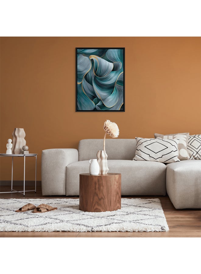 آرت دیکور  لوحة فنية جدارية مؤطرة من القماش بخطوط زرقاء تجريدية، عمل فني تجريدي حديث، فن خطي معاصر، طباعة ثنائية الاتجاه، ديكور حائط لغرفة المعيشة في المكتب وغرفة النوم كهدية - Image 2