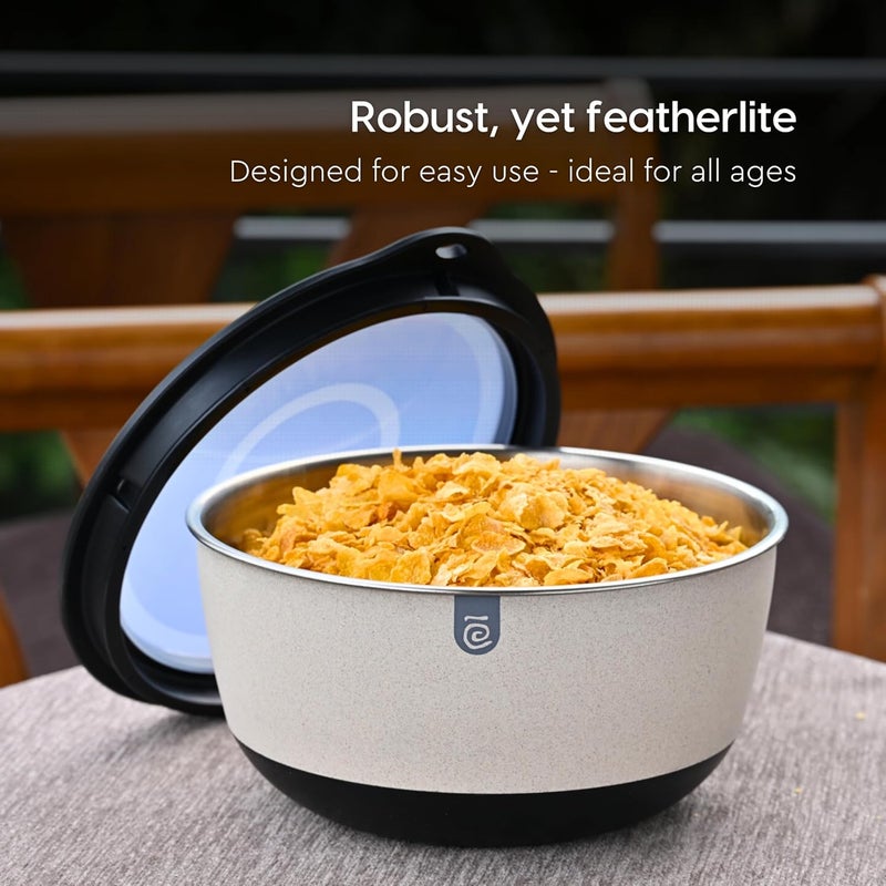 Eha Earth Friendly Storage Container Bowls for Kitchen Set of 2 2000ml Mixing Bowls Made with Rice Husk Bowl with Lid Air Tight Containers for Kitchen Storage Sand Tortila - Image 4
