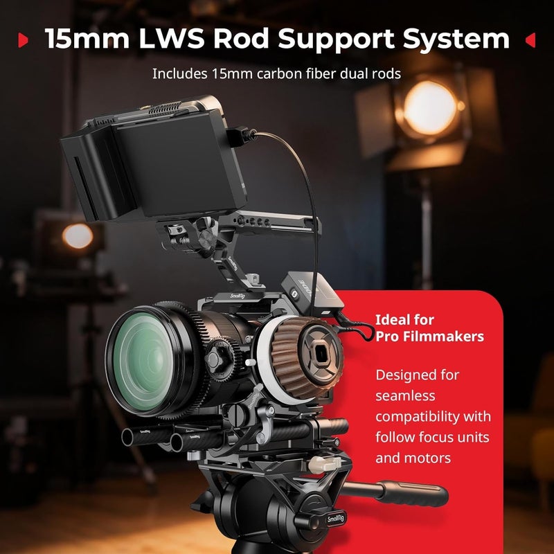 SmallRig Camera Base Plate Kit with 15mm LWS Rod Rail Clamp, Carbon Fiber 15mm Rods (8'' / 20cm), for Sony A6500 A6600 A6300, for Canon R5 R6, for Sony A7SIII / A7III, Both for Cameras & Cages - 5609 Temp fluctuation resistant crafted quality - Image 2