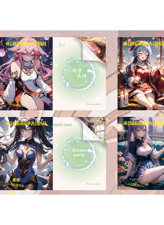 Lingka Qimeng Party Dream Attack Card Surrounding Girl Party Brilliant Listing Card Blind Box Unpacking-Color:Collection Card Goddess Story Fenghua Snow Moon Rainbow Chapter 2 Yuan Pack 30 Packs Of 90 Cards  - Image 4