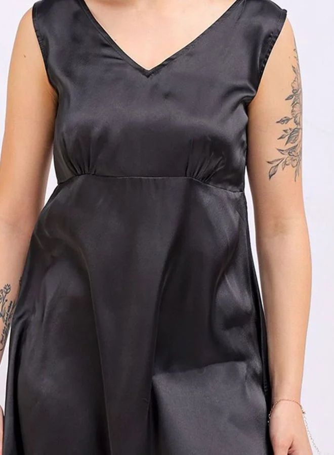 Freehand  Women Fit and Flared Solid V-Neck Sleeveless Pinafore Dress for Women | Best Price UAE