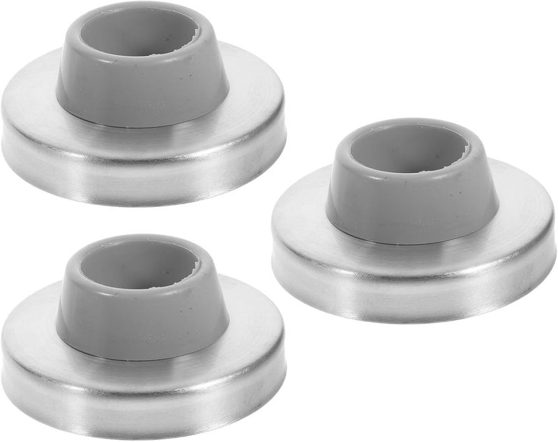 3pcs Concave Wall Door Stoppers Stainless Steel Rubber Wall-Mounted Door Bumpers Silver Gray Wall Protectors for Home and Office - Image 1