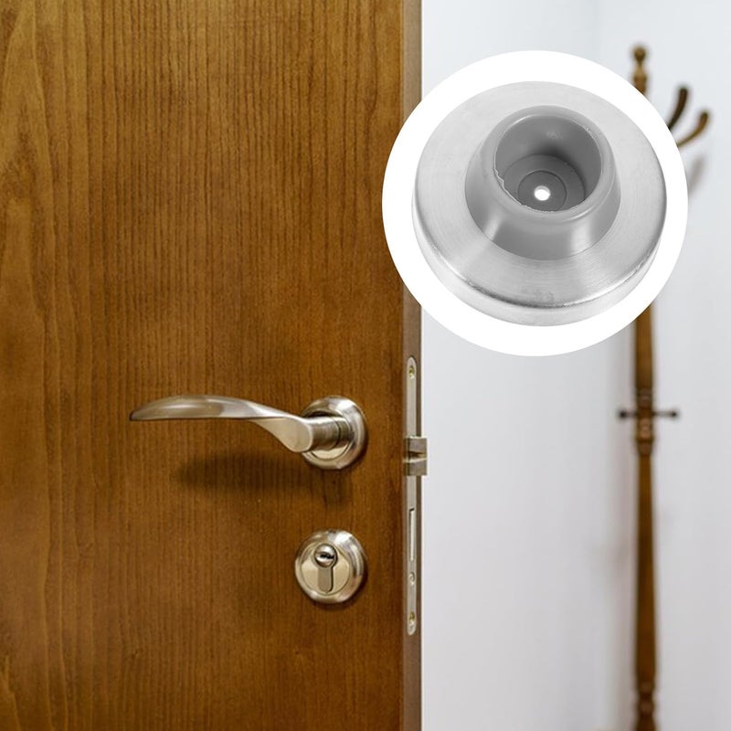 3pcs Concave Wall Door Stoppers Stainless Steel Rubber Wall-Mounted Door Bumpers Silver Gray Wall Protectors for Home and Office - Image 3