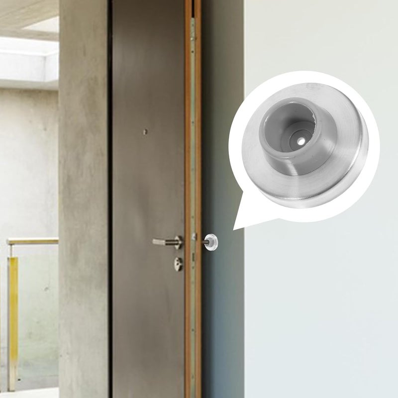 3pcs Concave Wall Door Stoppers Stainless Steel Rubber Wall-Mounted Door Bumpers Silver Gray Wall Protectors for Home and Office - Image 5