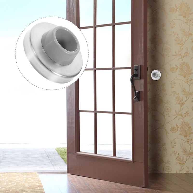 3pcs Concave Wall Door Stoppers Stainless Steel Rubber Wall-Mounted Door Bumpers Silver Gray Wall Protectors for Home and Office - Image 4
