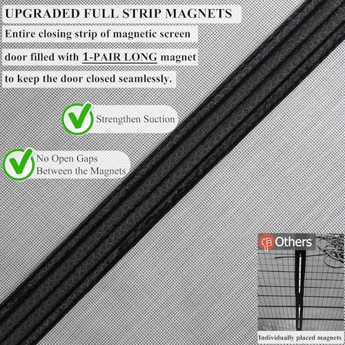 Mpmedo Magnetic Screen Door Upgraded-Model Full Strip Magnets,Fiberglass Heavy Duty Mesh Door Net Screen with Magnet,Full Frame Seal Retractable Mosquito Net for Door Single Front,Fit to 36"x80" - Image 3