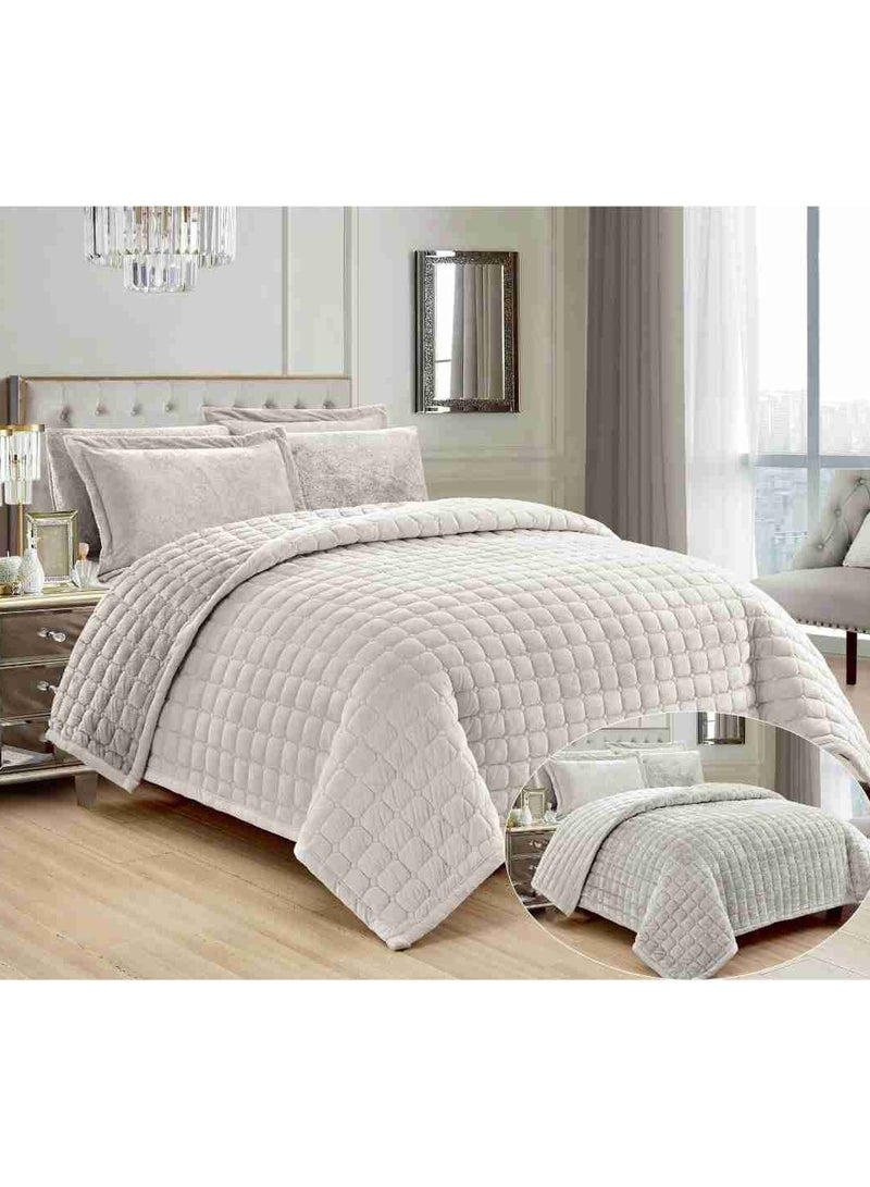 6 Pieces Winter Soft Plain Double Bedspread Set Quilt Size 240x200 cm Microfiber - Image 1
