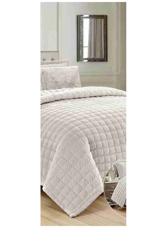 6 Pieces Winter Soft Plain Double Bedspread Set Quilt Size 240x200 cm Microfiber - Image 3