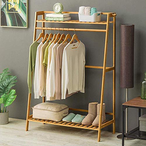 LEOPAX Bamboo Garment Rack with 2 Shelves & Hanging Rod | Clothing Organizer with Shoe Storage | Freestanding Clothes Rack for Bedroom, Entryway & Hallway (80×40×140 cm) - Image 3