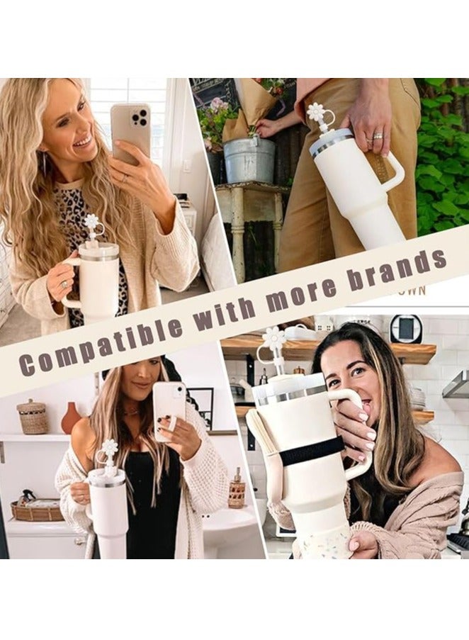 Loquat Flower Straw Covers Cap for Bottle Cup，Straw Topper Straw Tips Lids Protectors for Party，White - Image 5