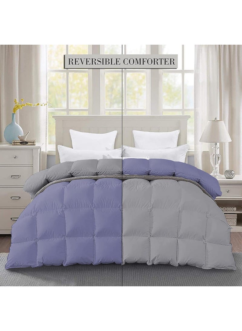 Filbert Filbert Premium 300 GSM Comforter Super Soft Fluffy Revesible Comforter 60 x 90 Inches152cm x 228cm Single Bed ComforterSilverMedium Blue  - Image 2