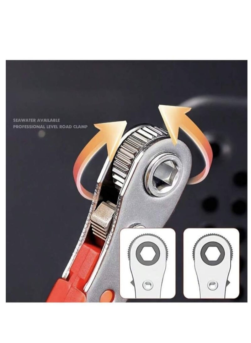 Mini Ratchet Wrench, Right Angle Magnetic Screwdriver for Tight Spaces, with 0.6cm Drive, High Torque Offset, Reversible Mini Ratcheting Offset Screwdriver, with Screwdriver Bits Set (Orange) - Image 2