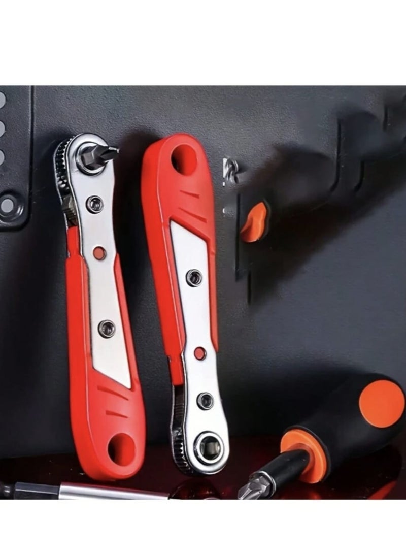 Mini Ratchet Wrench, Right Angle Magnetic Screwdriver for Tight Spaces, with 0.6cm Drive, High Torque Offset, Reversible Mini Ratcheting Offset Screwdriver, with Screwdriver Bits Set (Orange) - Image 3