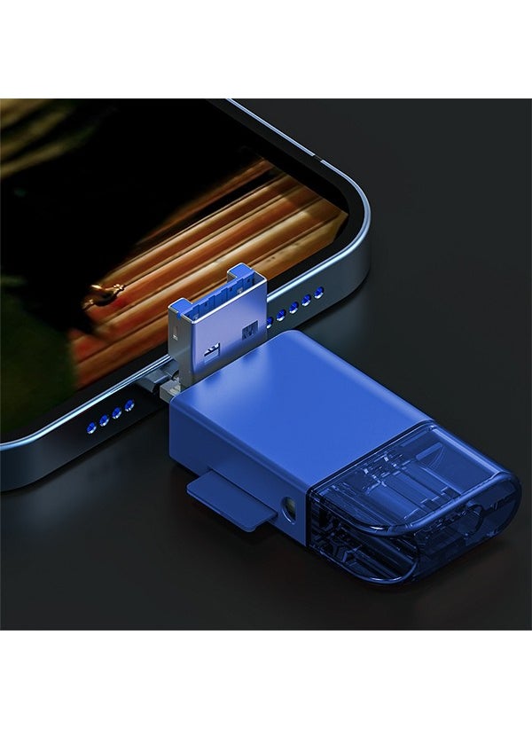Westus - Mini 3 Port USB-Type-C-Lightning Memory Card Reader Windows-IOS-Linux Compatible Micro SD-SD Card Reader Card Reeder Converter Black - Image 1