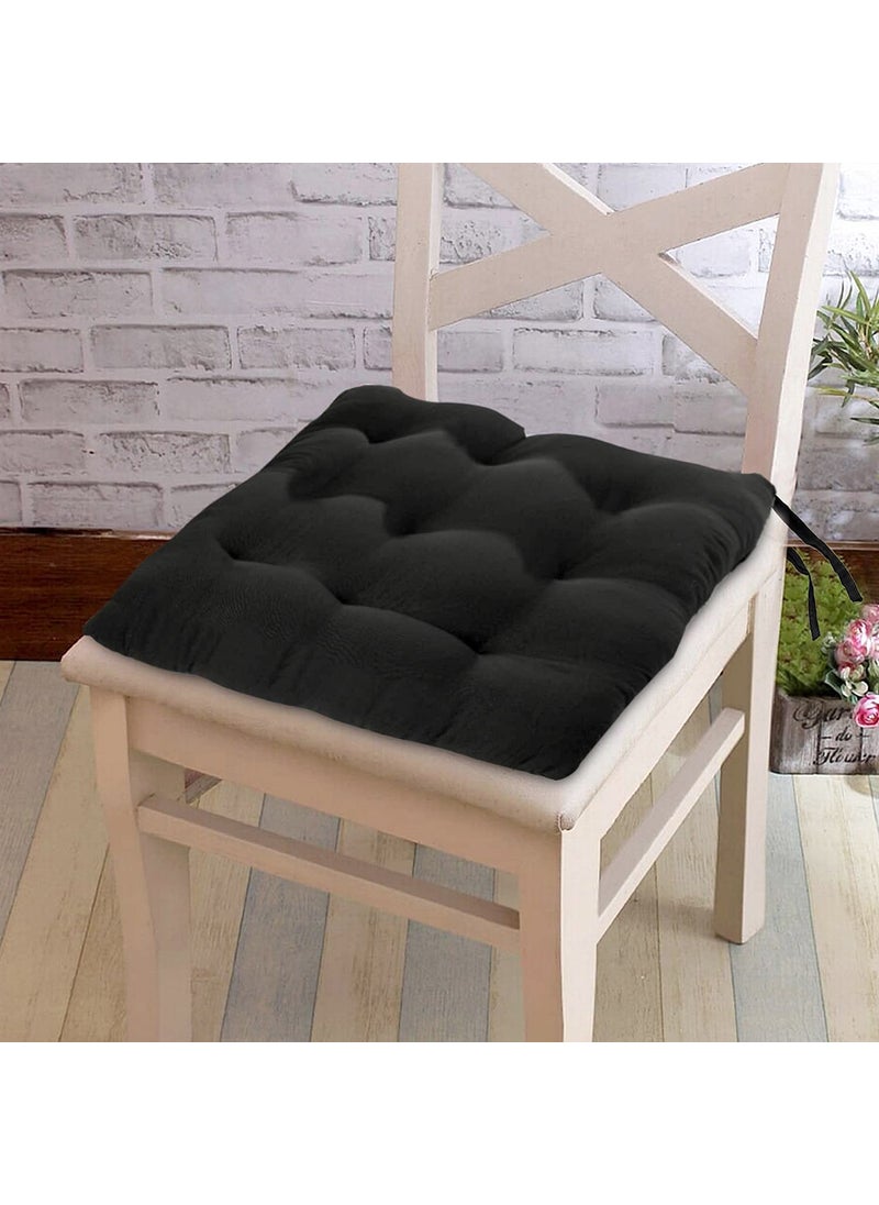 AARON INC AARON INC Microfiber Chair Cushion Seat Pad with Ties Use for Home Chair Bookstore Library Cafe Car Office Black Set of 4 CTK9F4TCP56838  - Image 2