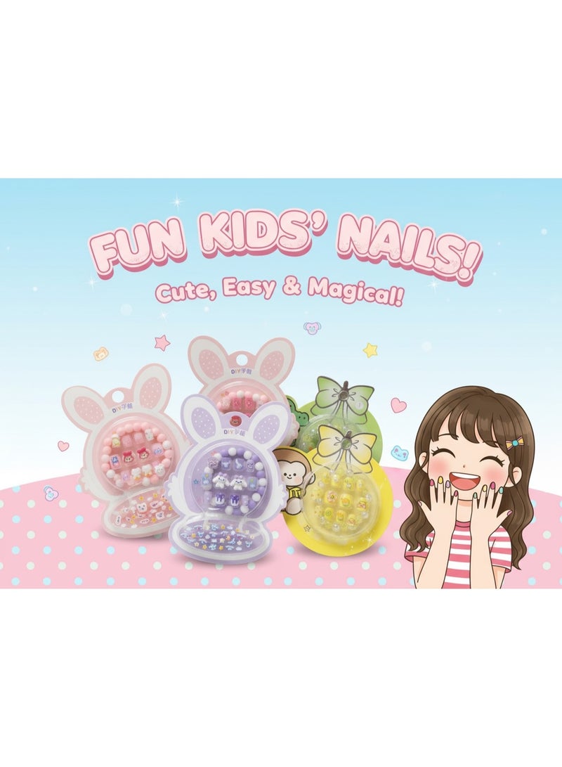 Peel-Off Press-On Nails for Girls (4-Pack) | Multi-Color & Fun Design Fake Nails | Safe & Easy Stick-On Kids Manicure Set - Image 5