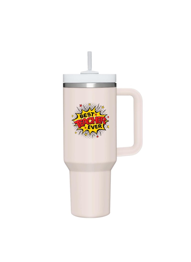 PRINTSHOP4ME - Teachers Day Tumbler Mug 1.2L With Lid&Straw|Double Walled Printed Tumbler Mug|Insulated Reusable Stainless Steel Tumbler Mug|Gift For Teachers - Image 1