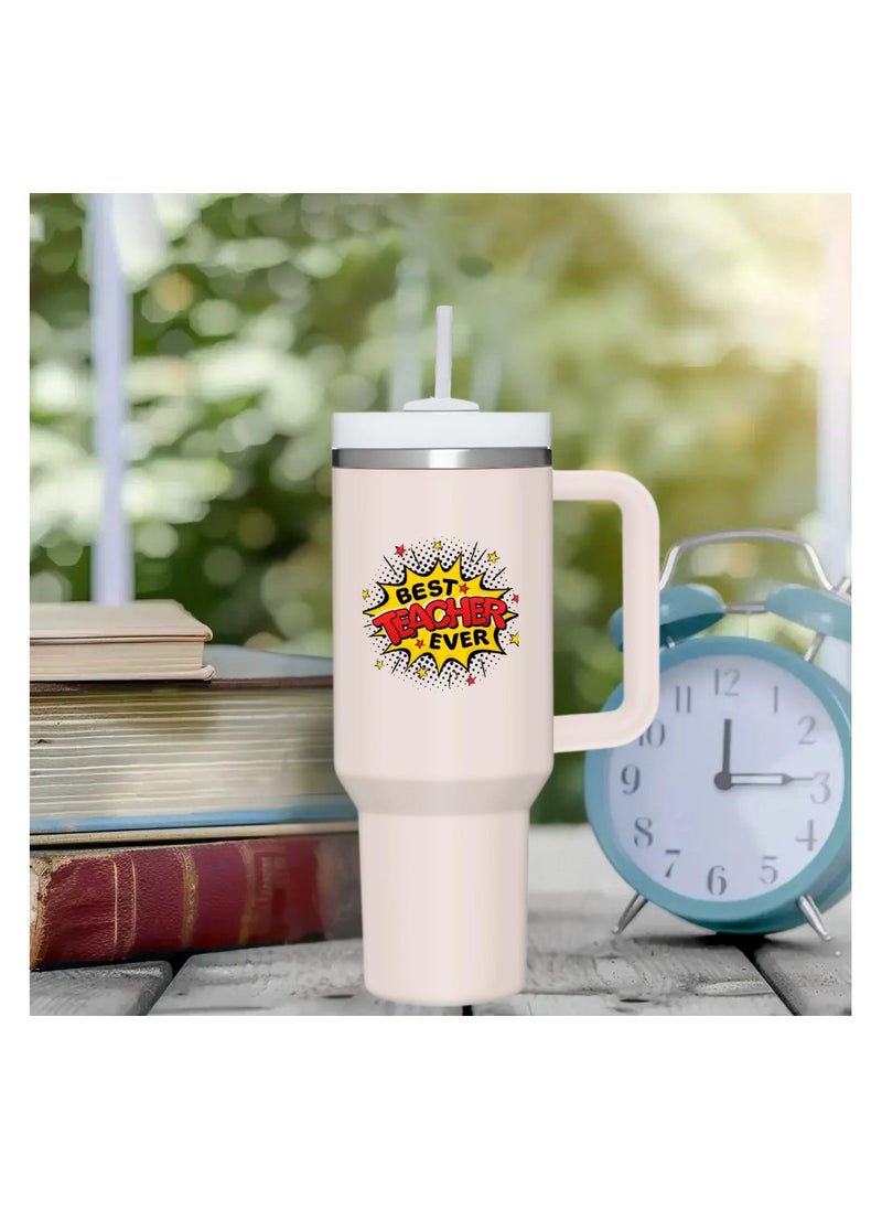PRINTSHOP4ME - Teachers Day Tumbler Mug 1.2L With Lid&Straw|Double Walled Printed Tumbler Mug|Insulated Reusable Stainless Steel Tumbler Mug|Gift For Teachers - Image 1