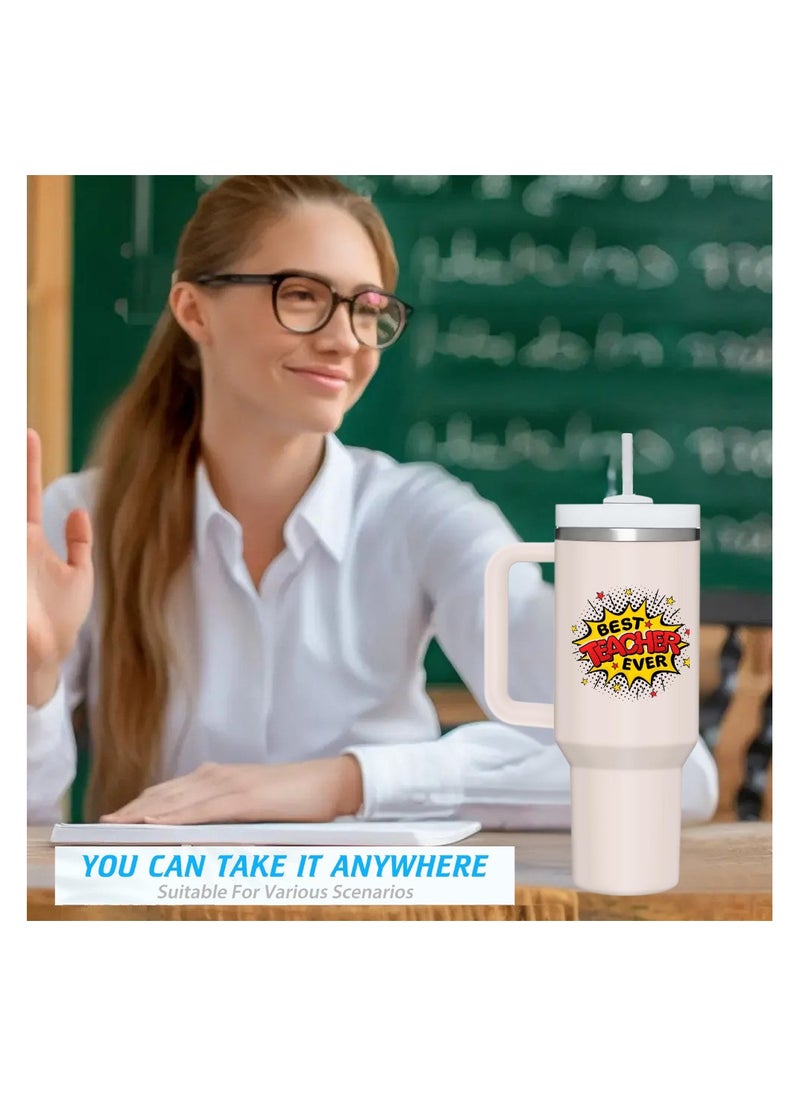 PRINTSHOP4ME - Teachers Day Tumbler Mug 1.2L With Lid&Straw|Double Walled Printed Tumbler Mug|Insulated Reusable Stainless Steel Tumbler Mug|Gift For Teachers - Image 1