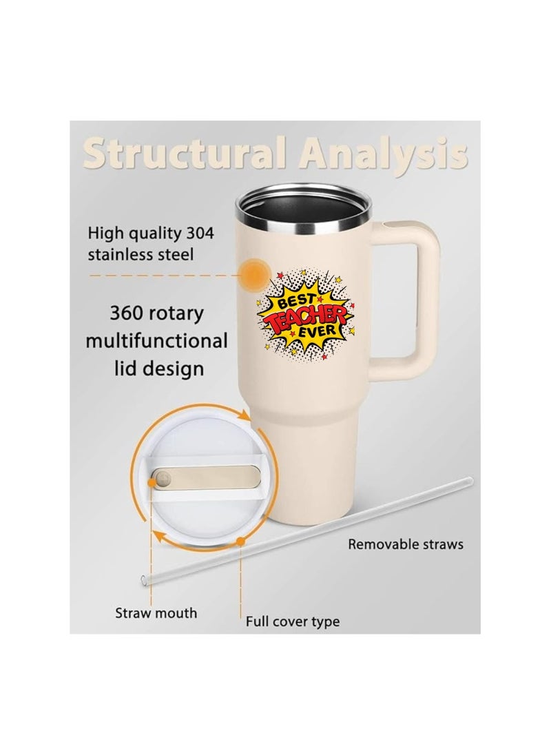PRINTSHOP4ME - Teachers Day Tumbler Mug 1.2L With Lid&Straw|Double Walled Printed Tumbler Mug|Insulated Reusable Stainless Steel Tumbler Mug|Gift For Teachers - Image 1