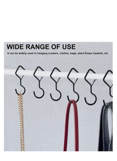 Excefore 15 Pcs S Hooks for Hanging, 4 Inch Metal S Hooks, Heavy Windproof Hooks with Safety Buckles, Suitable for Hanging Plants, Clothes, Kitchen Utensil, Pots and Pans (Black)  - Image 3