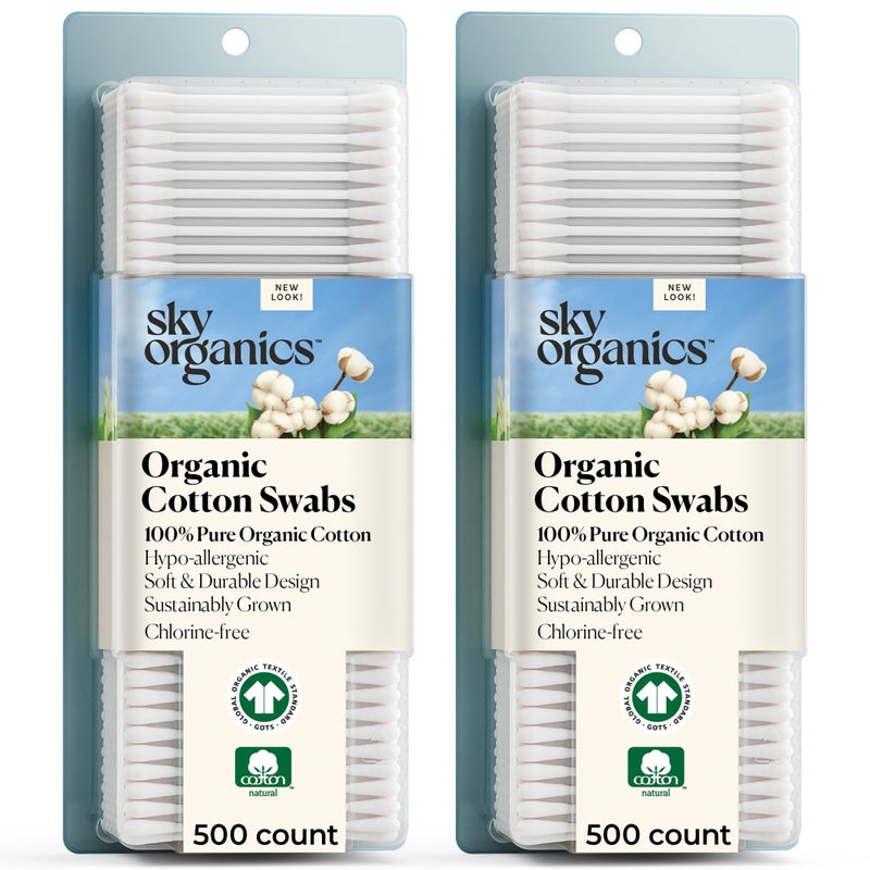Sky Organics - Organic Cotton Swabs, 1000 ct. - Ultra Soft Tips - Strong & Durable - Hypoallergenic - Chlorine Free - Sustainable - Natural, Vegan & Cruelty Free - Skin Care & Self Care - Image 1