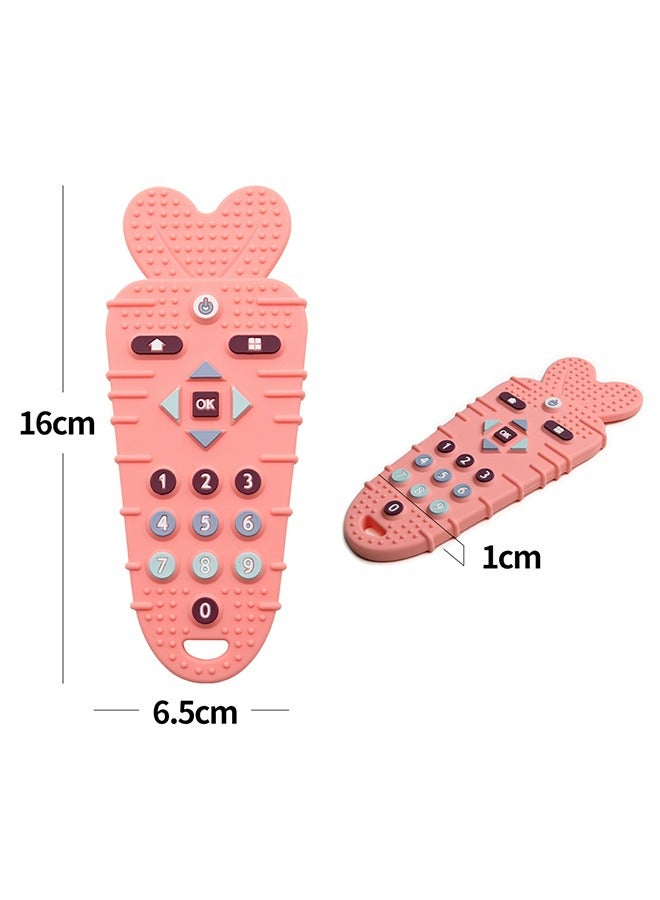 مجموعة لعاب المضغ اللينة مع شكل جهاز تحكم عن بعد للتلفاز، لعبة حسية تربوية مبكرة لتخفيف أسنان الأطفال وتسكين أطنان الرضع القرحة لـ 3-12، أطنان سيليكون الجزر (الوردي)، أطنان التحكم عن بعد (الأزرق) - Image 3
