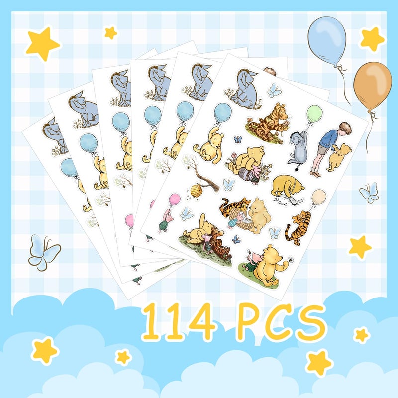ALodr Winnie The Pooh Birthday & Baby Shower Decor - Character Stickers Pack for Laptop, Phone, Water Bottle, Skateboard, Luggage - Image 2