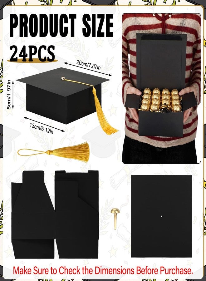Kolldenn 24 Pack Medium Graduation Cap Gift Box 5.12 x 5.12 Inch Class of 2026 Graduation Party Favors Gift Boxes with Tassel for High School College Graduates Candy Chocolate Cash Checks - Image 4