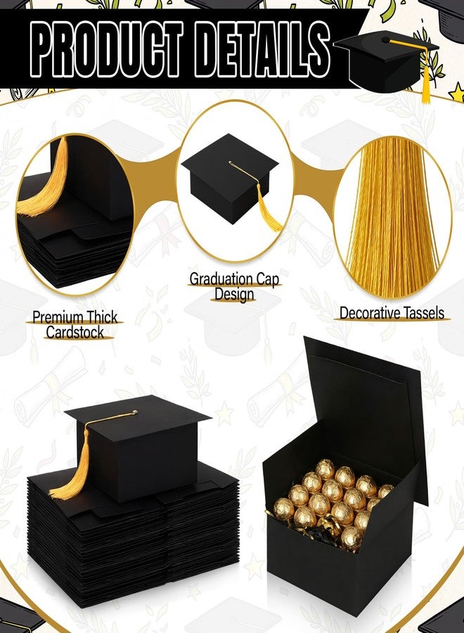 Kolldenn 24 Pack Medium Graduation Cap Gift Box 5.12 x 5.12 Inch Class of 2026 Graduation Party Favors Gift Boxes with Tassel for High School College Graduates Candy Chocolate Cash Checks - Image 5