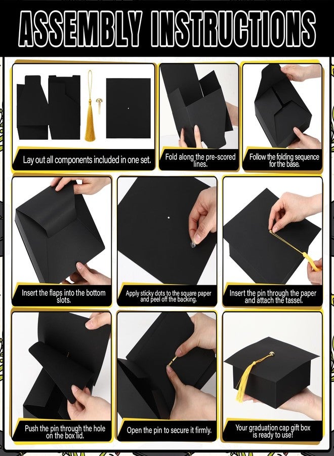 Kolldenn 24 Pack Medium Graduation Cap Gift Box 5.12 x 5.12 Inch Class of 2026 Graduation Party Favors Gift Boxes with Tassel for High School College Graduates Candy Chocolate Cash Checks - Image 2