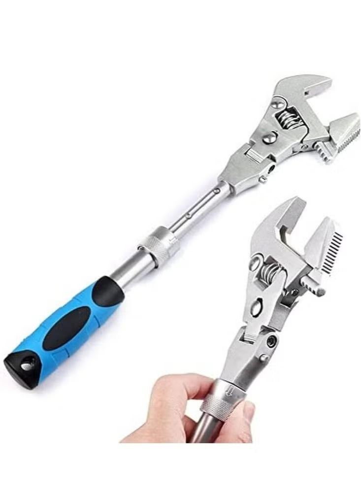 10 Inch Adjustable Wrench, 5 In 1 Torque Wrench Ratchet Wrench 180 Degree Folding Spanner Manual Tool for Plumbing Auto Repair Home Maintenance - Image 1