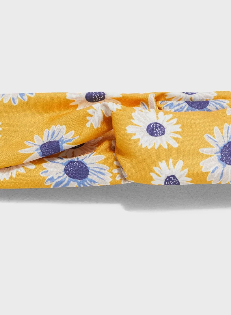Ginger Twist Front Daisy Print Headband