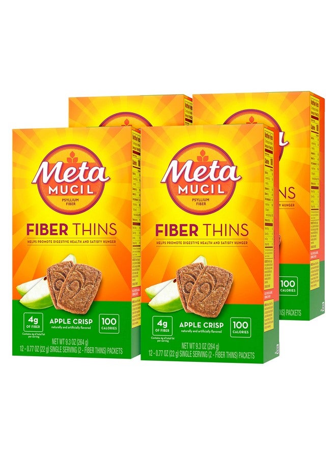 Metamucil Apple Crisp Flavored Fiber Thins Dietary Fiber Supplement with Psyllium Husk, 9.3 Ounce, Pack of 4