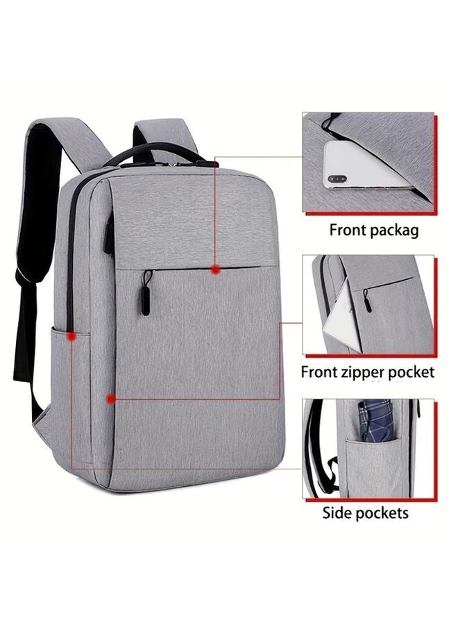 Large Capacity Travel Backpack Gray Multi Compartment Theft Proof Laptop Compartment - Image 4