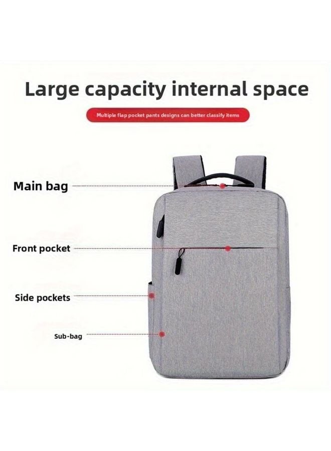 Large Capacity Travel Backpack Gray Multi Compartment Theft Proof Laptop Compartment - Image 5