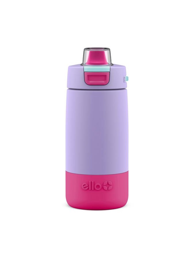 Ello Kids Colby 12oz Stainless Steel Insulated Water Bottle with Straw and Built-In Silicone Coaster Carrying Handle and Leak-Proof Locking Lid for School Backpack, Lunchbox, and Outdoor Sports, Lilac - Image 1