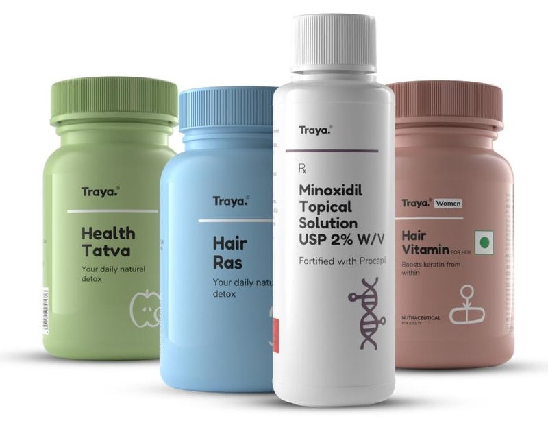 Traya Hair Regrowth Advanced Combo Kit for Women | Severe Widening and Hair Loss | Combo of 4 Products - Image 1