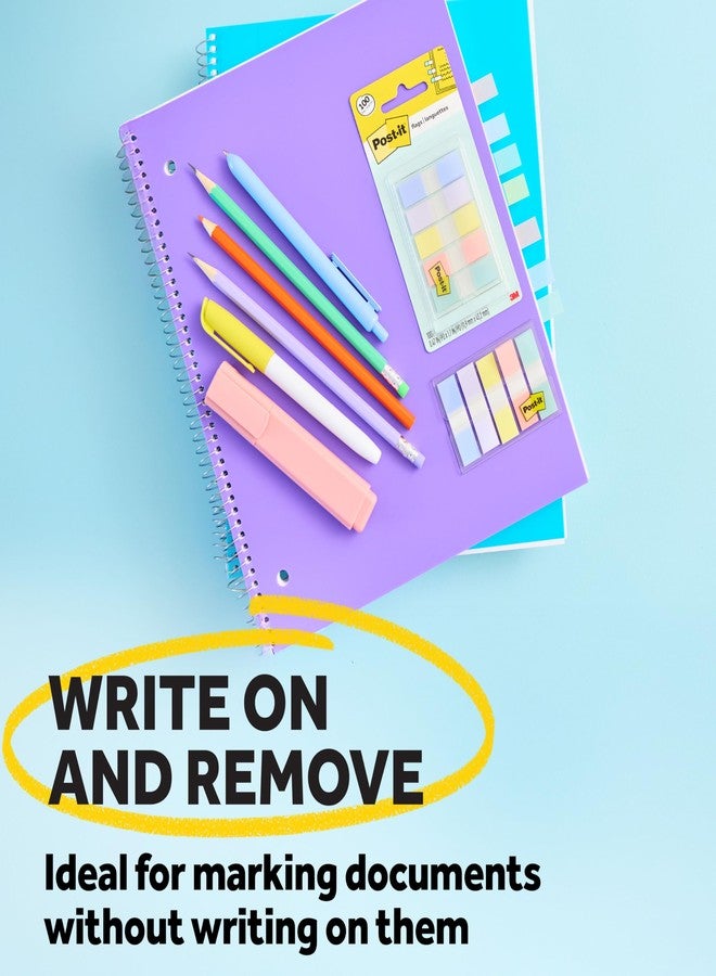 بوست-إت علامات لاصقة من نوع Post-it، مقاس 0.47 بوصة × 1.7 بوصة، موزع واحد يحتوي على 100 علامة لاصقة بألوان باستيل متنوعة لكل موزع، علامات صفحات قابلة للإزالة للمخططات والمذكرات والتقاويم (إجمالي 100 علامة) - Image 5