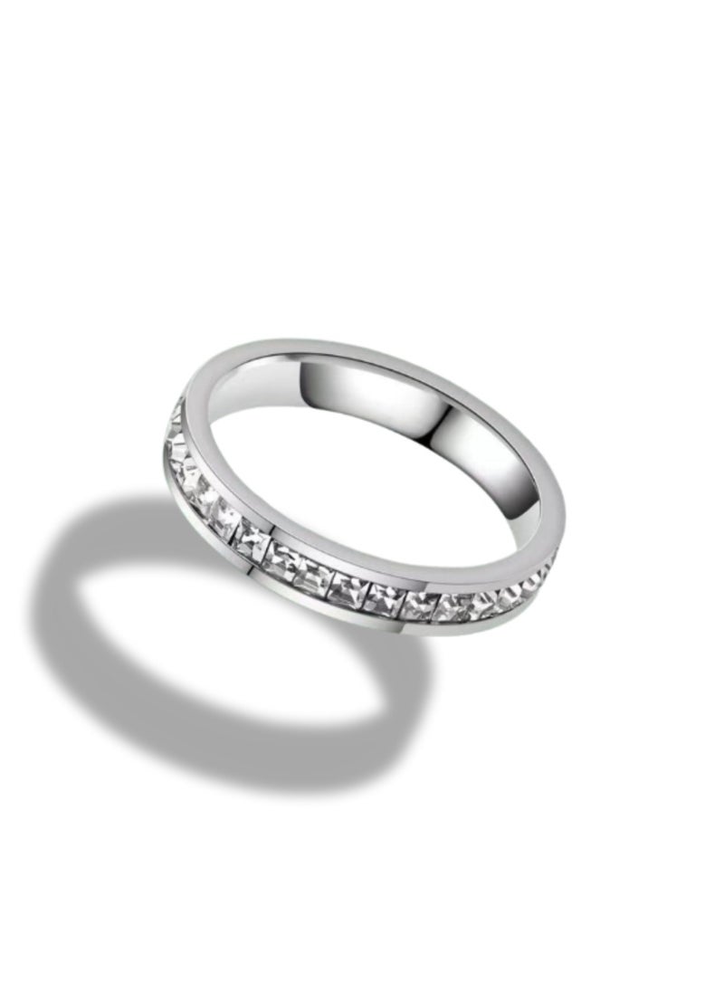 Soko Mesh Silver Diamond Stackable Ring - Exquisite Women's Jewelry, Wedding Band, Luxury Fashion Accessory, , Timeless & Elegant Design, Perfect Gift for Her, Fine Jewelry Collection.  - Image 1